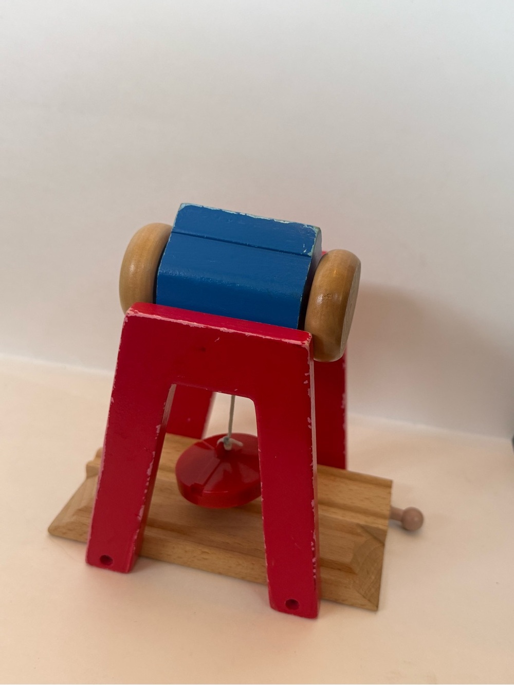 Wooden Red and Blue Kids Toy Bell Roller